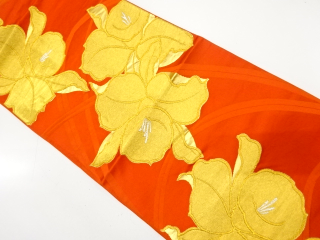 アンティーク　蘭模様織り出し袋帯（材料）